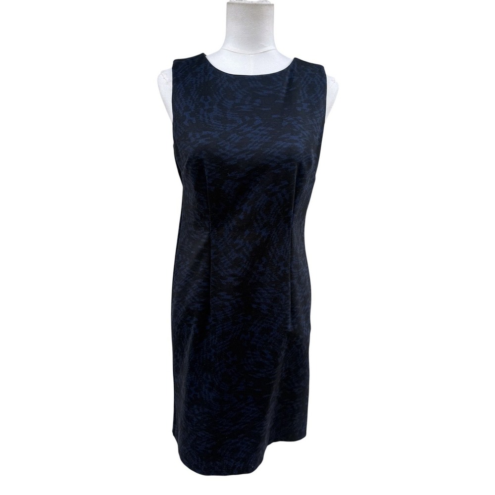 Mario Serrani Italy Womens Small Navy Black Abstract Sleeveless Sheath Dress